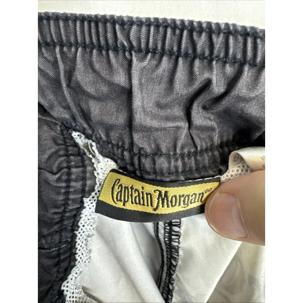 Captain Morgan Spiced Rum Swim‎ Trunks Men’s S Black Graphic Board Shorts